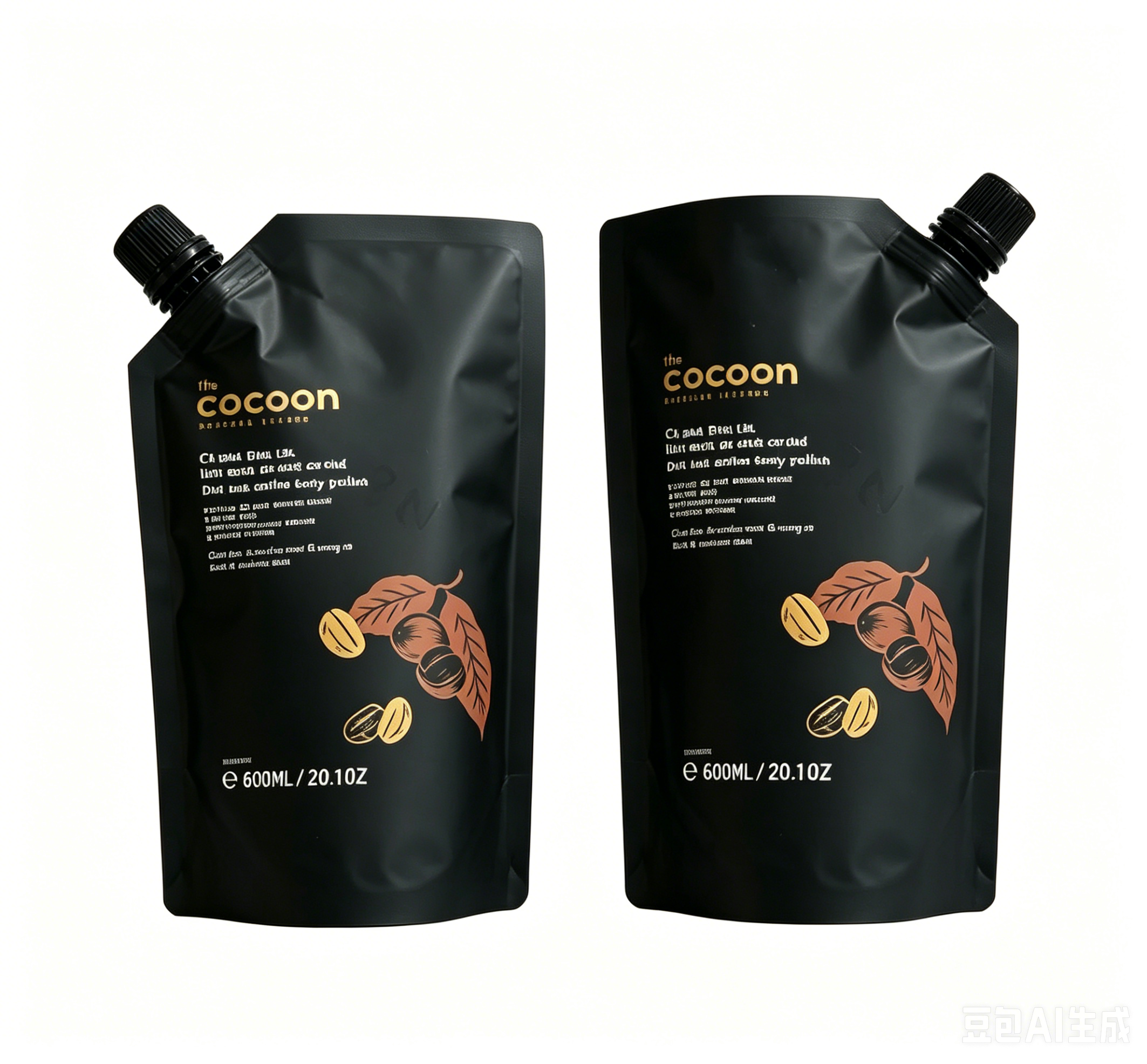 Custom Printed Matte Black Spout Pouch 600ml Stand Up Coffee Body Polish Liquid Juice Packaging For Skincare Cosmetic Storage