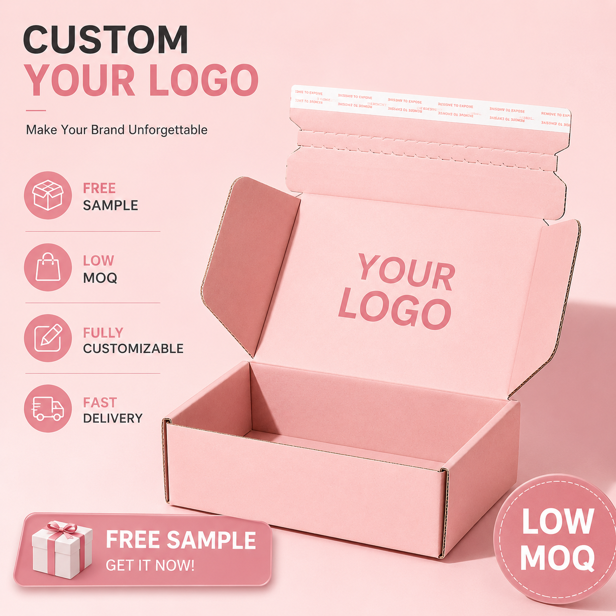 Factory Biodegradable Wig Clothes Shoes Festive Gift Packaging Kraft Tear Strip Paper Shipping Mailer Boxes With Custom Logo