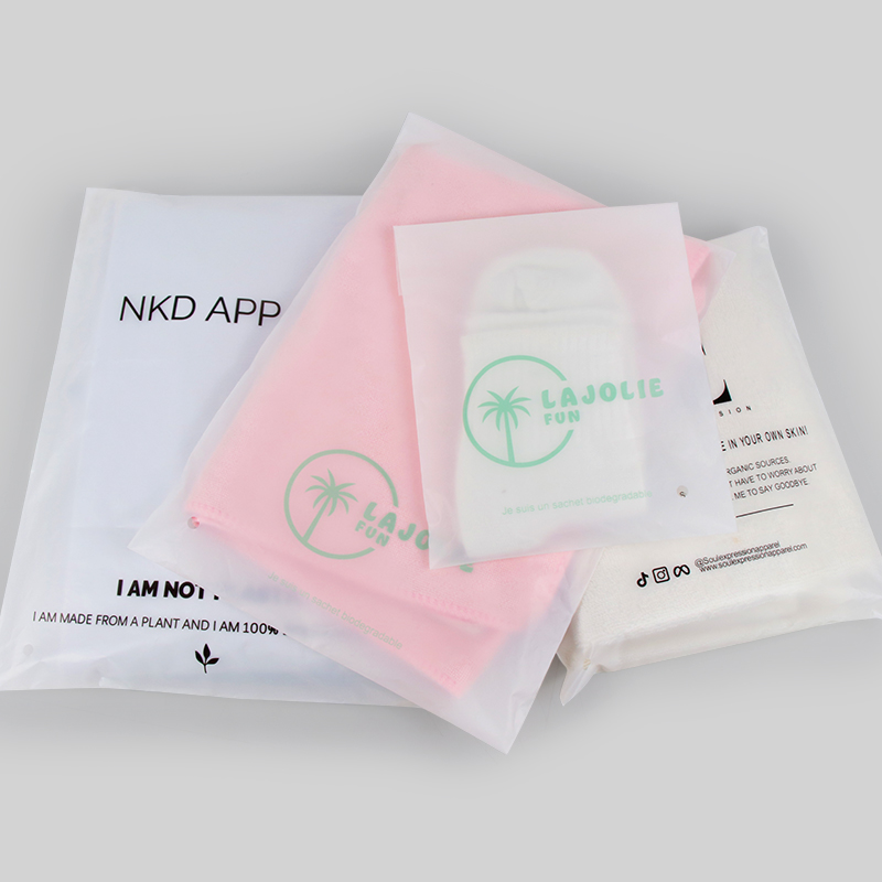 Custom Logo Compostable 100% Biodegradable Transparent Frosted Self Adhesive Apparel Swimwear Clothes Packaging Plastic Bags