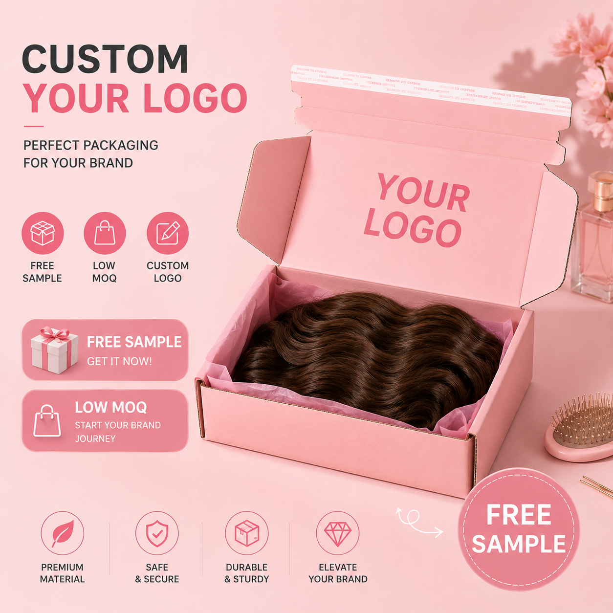 Factory Biodegradable Wig Clothes Shoes Festive Gift Packaging Kraft Tear Strip Paper Shipping Mailer Boxes With Custom Logo