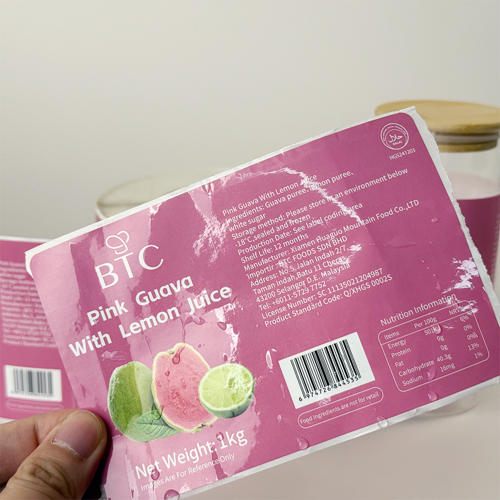 Custom Beverage Bottle Labels Waterproof BOPP Sticker Roll for Juice Tea Drink Packaging