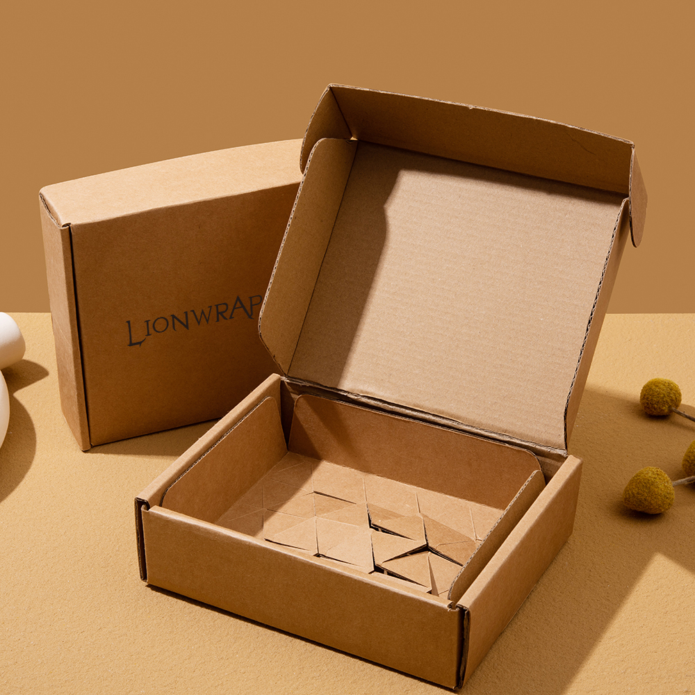 LionwrapacK Eco Friendly Kraft Paper Mailer Box with Honeycomb Insert Biodegradable Protective Packaging