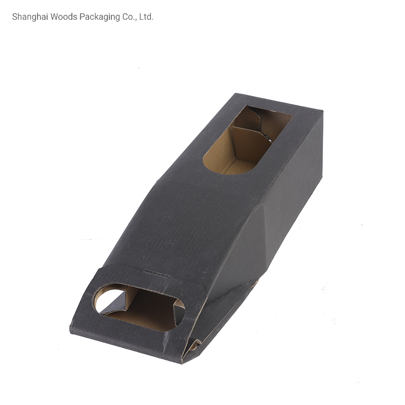 Recycled Cardboard Material One Bottle Carrier Packaging for Wine with Handle