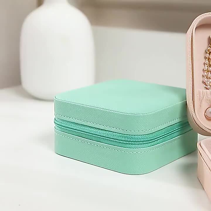 Portable Jewel Display Case Pu Leather Travel Jewelry Storage Box Custom Earrings Ring Organizer Packaging Cases For Gifts