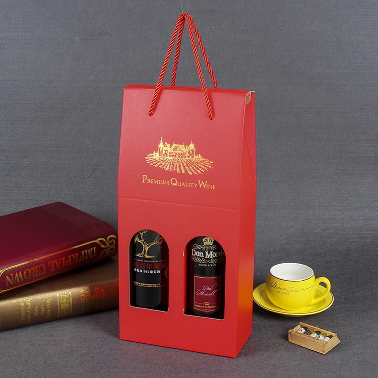 Wholesale Custom Luxury Color Printing Gold Red Black Corrugated Wine Foldable Paper Gift Packaging Foldable and Cardboard Packaging Liquor Portable Carton Box