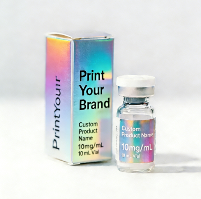 Custom Printing Single 3ml Vial Box With Hologram Labels And Plastic Tray Pept1 Label 3ml Vial Packaging Set With Your Logo
