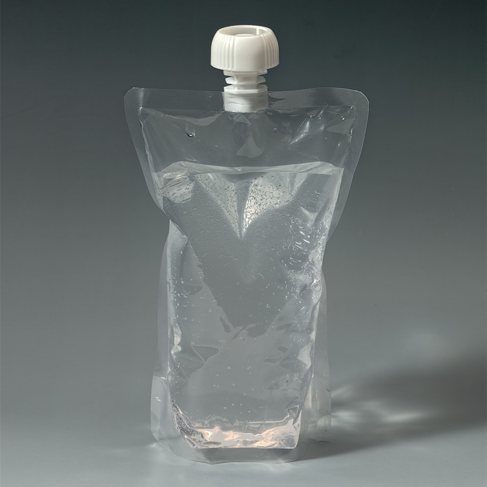 Durable Food Grade Self-Standing Clear PET Beverage Packaging Bag Spout Top for Juice Mineral Water Beer Custom Logo Gravure