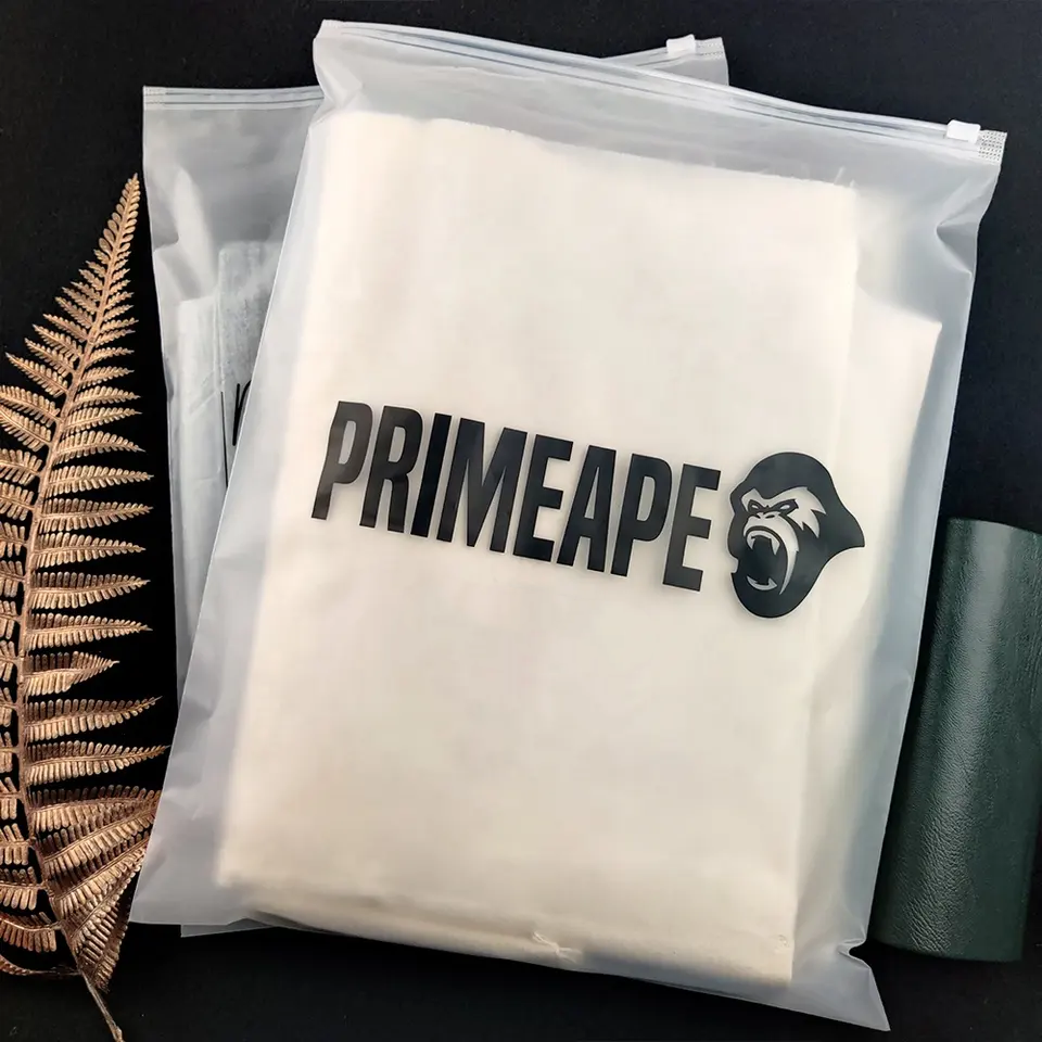 Custom Printed Logo Clothing Packaging Zipper Bag Slide Zip Lock for T-Shirts and Underwear Frosted Matte Plastic Bags