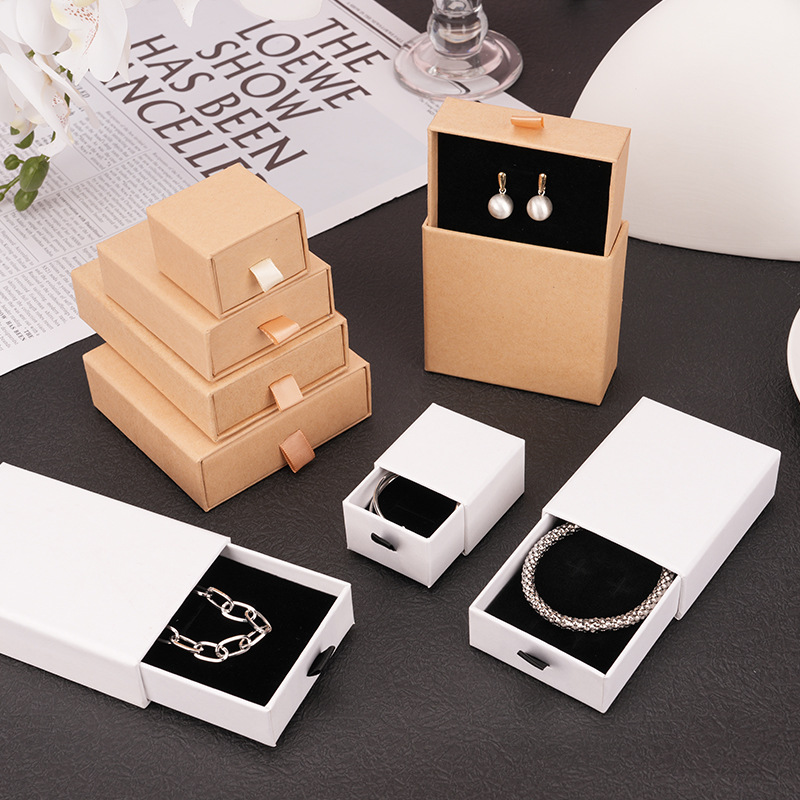 IN PACK Wholesale Drawer Jewelry Packaging Boxes Custom Logo Printed Paper Cardboard Jewelry Box For Ring Earring Pendant