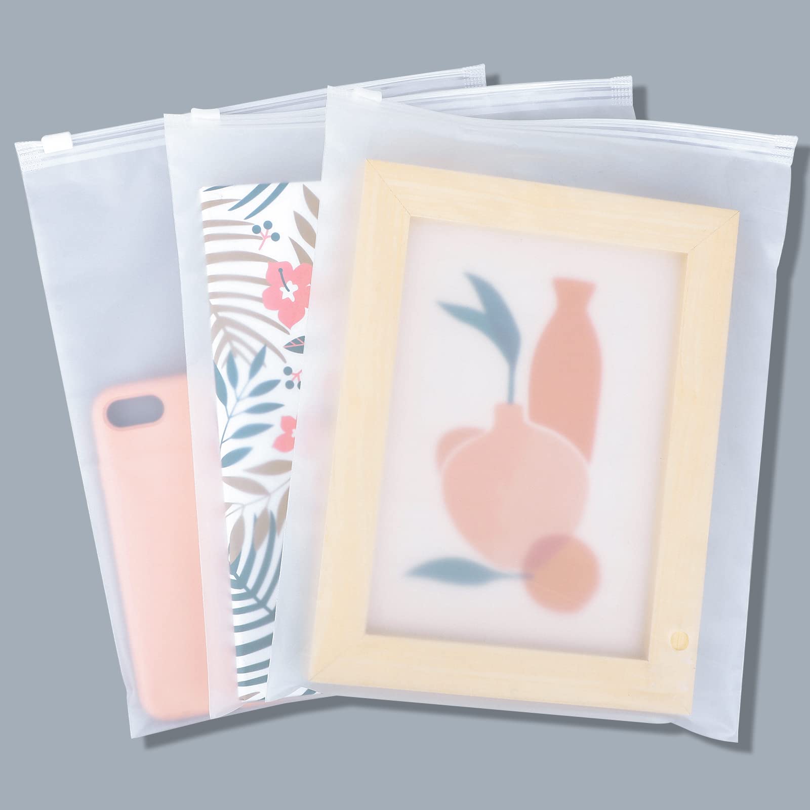 Free Sample Custom White Matte Frosted Zip Seal Ziplock Plastic Packaging Bags for Clothes Storage Space Saver Plastic Bag