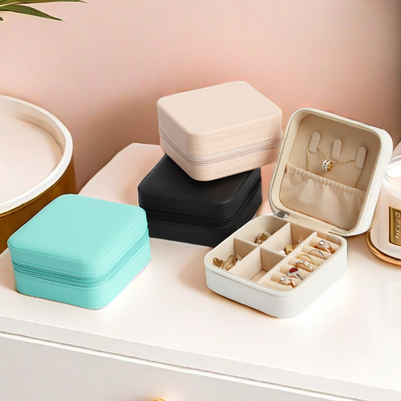 Fashion Jewel Display Box Pu Leather Jewelry Storage Case Custom Earrings Ring Organizer Packaging Cases