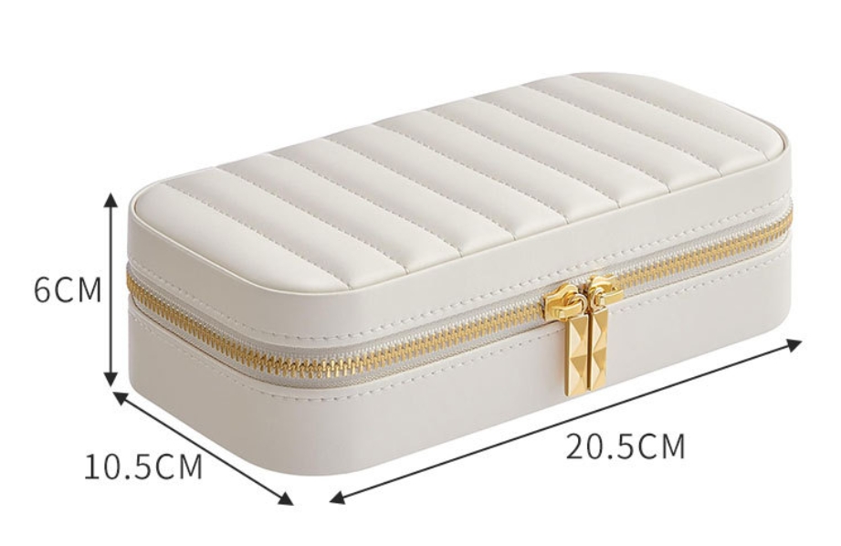 Fast Ship Portable Personalized White PU Leather Jewelry Travel Storage Case Custom Jewelry Organizer Box for Women