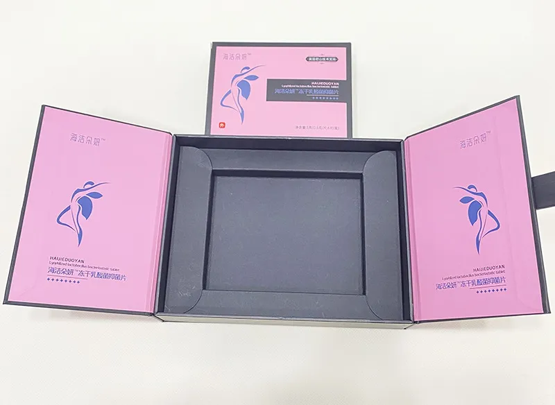 Double-Flap and Drawer Luxury Gift Packaging with Metal Tag for Moon Cake Packing