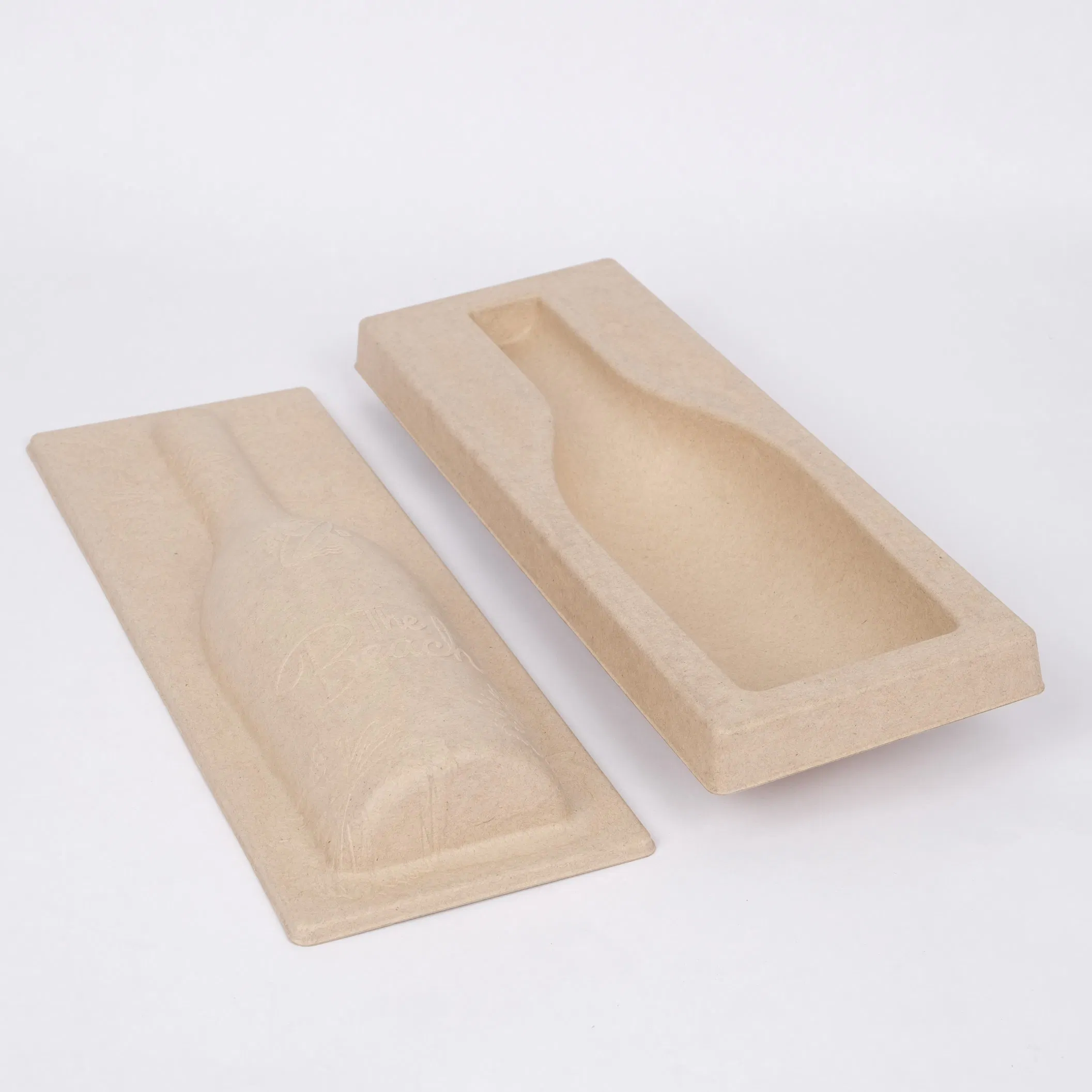 Custom Biodegradable Wine Bottle Wet Press Moulded Paper Pulp Protection Tray Packaging