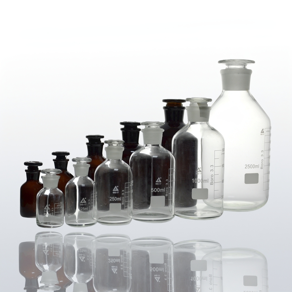 Amber / Clear Glass Reagent Bottle (Narrow Mouth) For Laboratory Chemical Storage