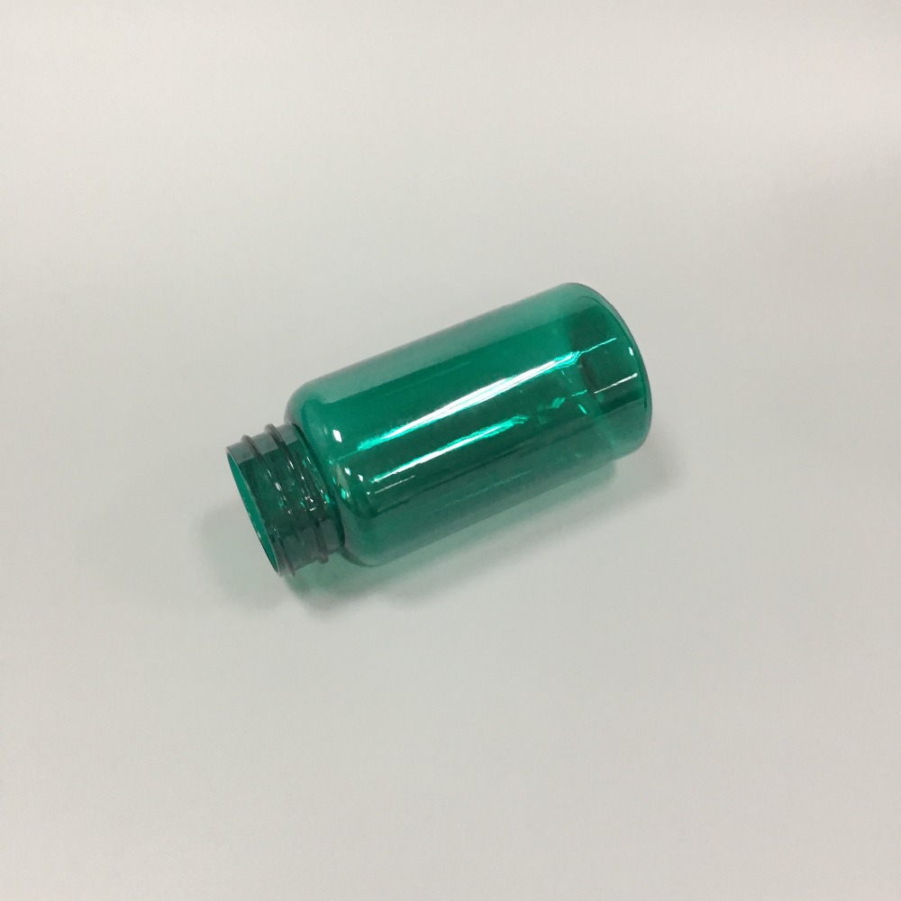Plastic Medicine Pill Bottles Pharmaceutical Capsule Tablet Packaging Bottle Screw Cap with Pressure Aluminium 150ml PET Green