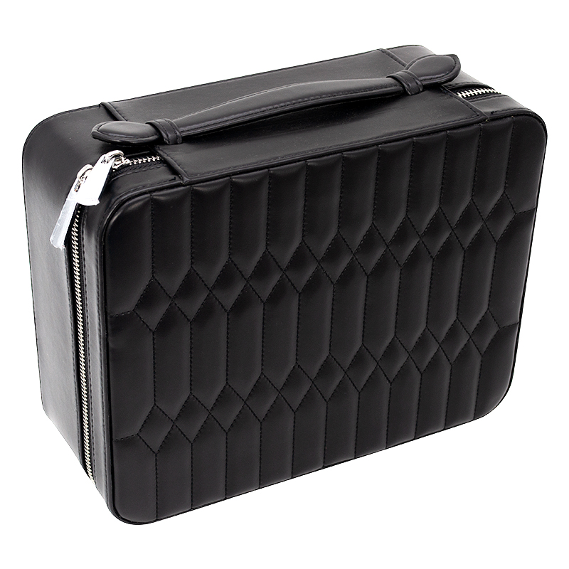 Wholesale Black Portable Travel Icebox Case Organizer Watch Eyeglasses Ring Necklace Leather Luxury Jewelry Box