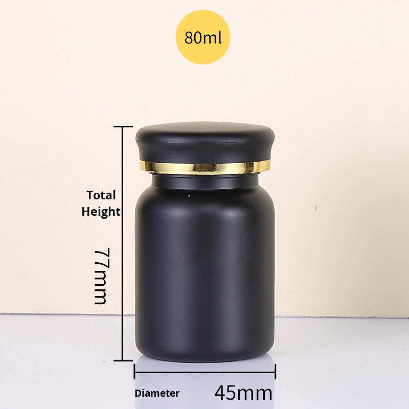 80 100 120 150 225 275 ml Black Frosted Plastic Food-Grade Medicine Health Care Bottles Tablet Capsule Packaging Pharmaceutical