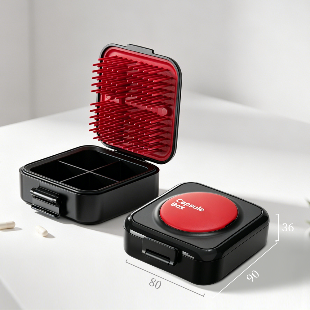 Portable Pocket-Sized Plastic Pill Box Home Use Four Times Daily Mini Reminder Box Waterproof Silent Weekly Use