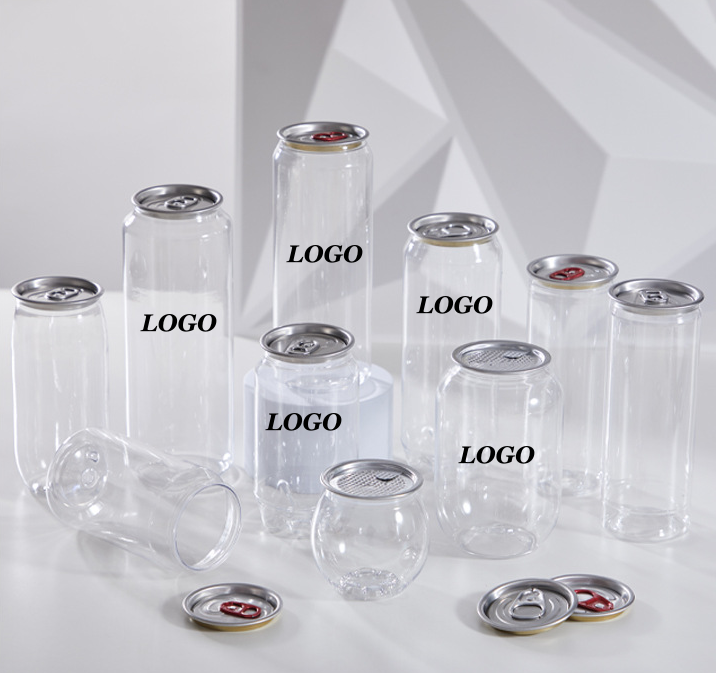 Custom Logo PET Pull-ring Plastic Bottles 300ml/500ml/650ml Beverage Clear Plastic Can For Soda Juice Water Cream Packaging