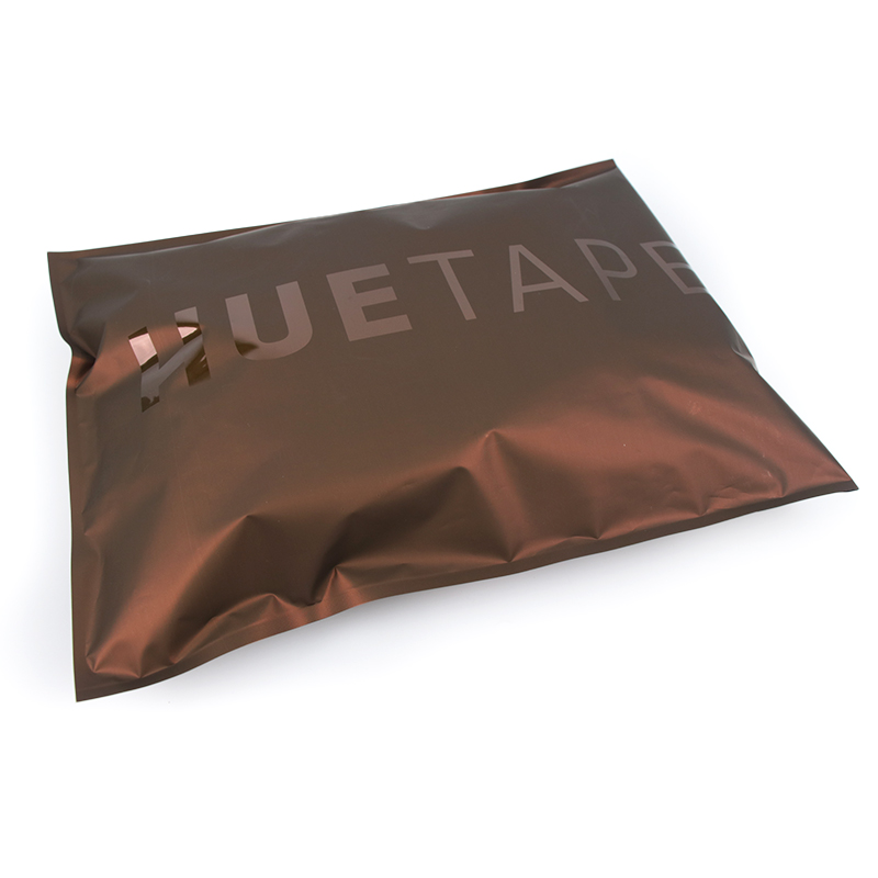 High Quality Custom Clothing Brand Printing Matte Brown Metallic Poly Mailer Shipping Bags With Glossy Logo