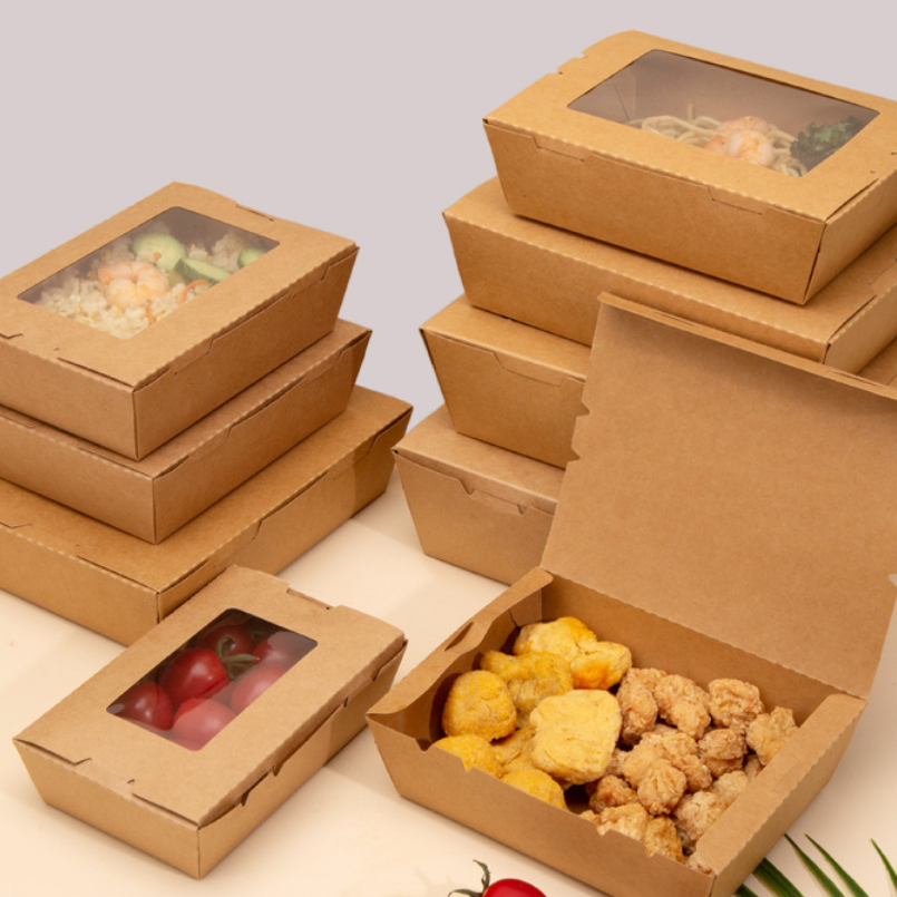 Eco Friendly Biodegradable Food Containers Compostable Takeaway Boxes Kraft Paper Food Box Sustainable Packaging