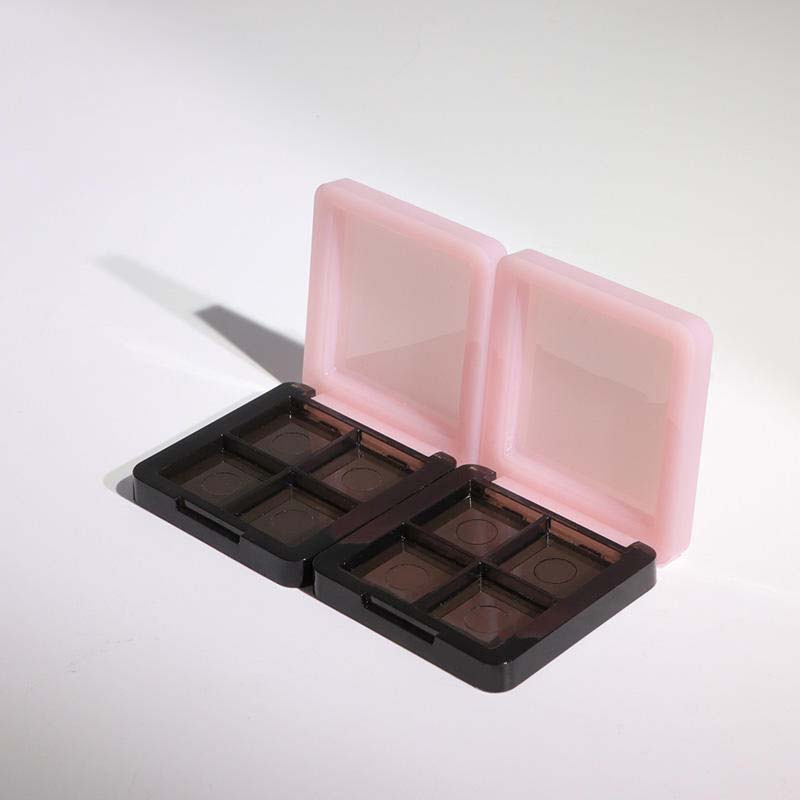 Wholesale Custom Square Empty 4-Grid Black Plastic Luxury Eye Shadow Box for Skincare Cosmetic Packaging