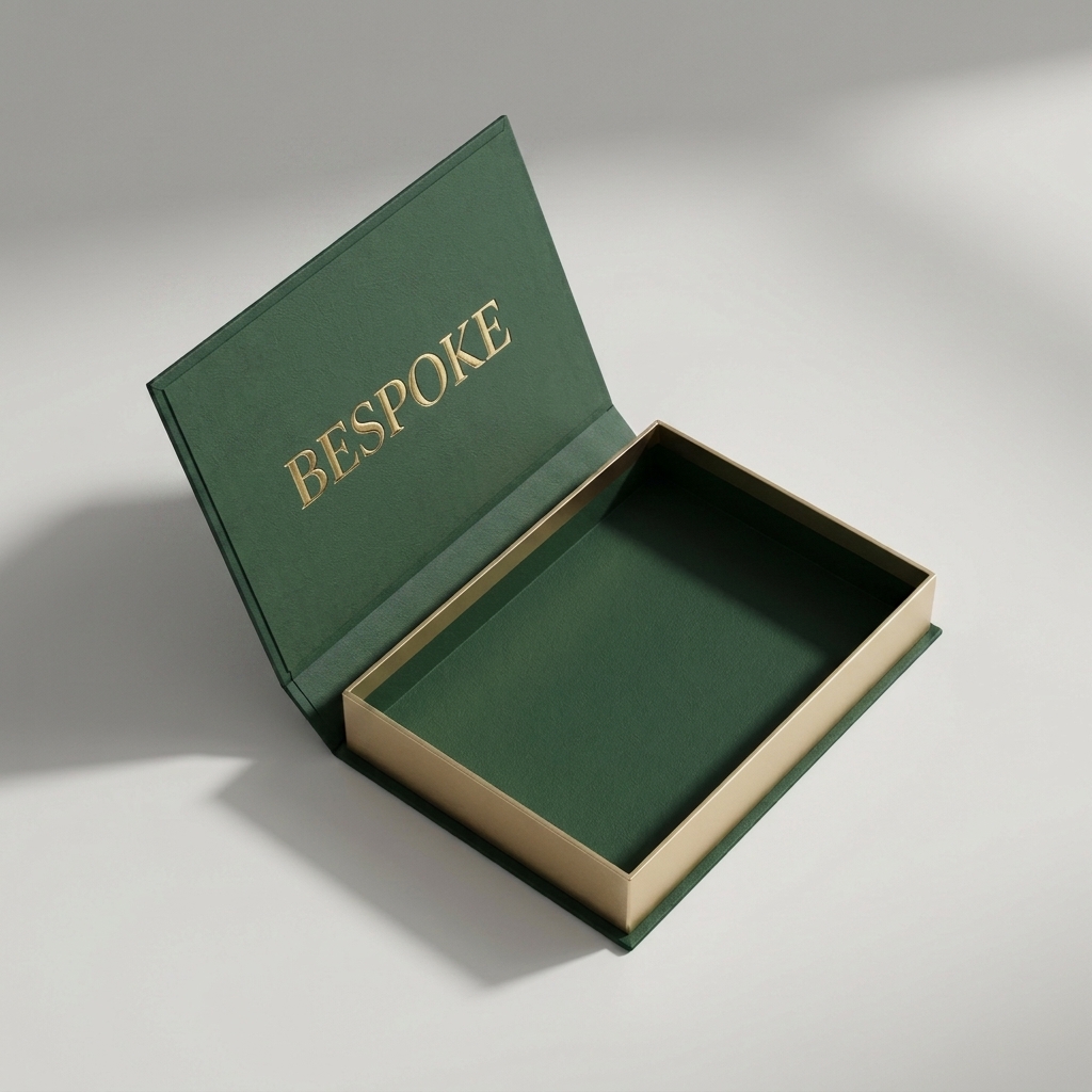 Luxury Forest Green Book Style Magnetic Rigid Box - Premium Matte Textured Paper Gift Box with Gold Foil Logo for High End Brand