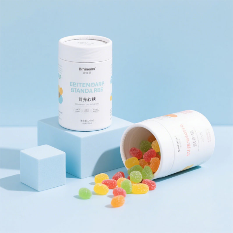 Biodegradable Food Grade Paper Tube Packaging For Gummies Supplements Vitamin Pills Luxury Cylinder Box Custom Printed JarSS