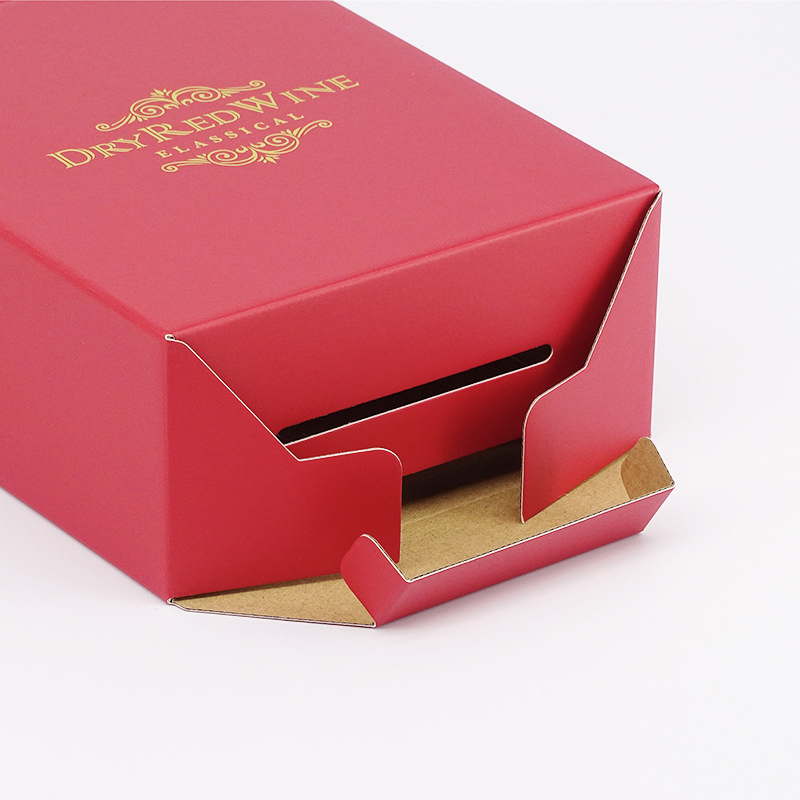 Custom Double and Single Red Wine Corrugated Paper Golden Hot Stamping Luxury Cardboard Paper Magnetic Liquor Gift Packaging Box