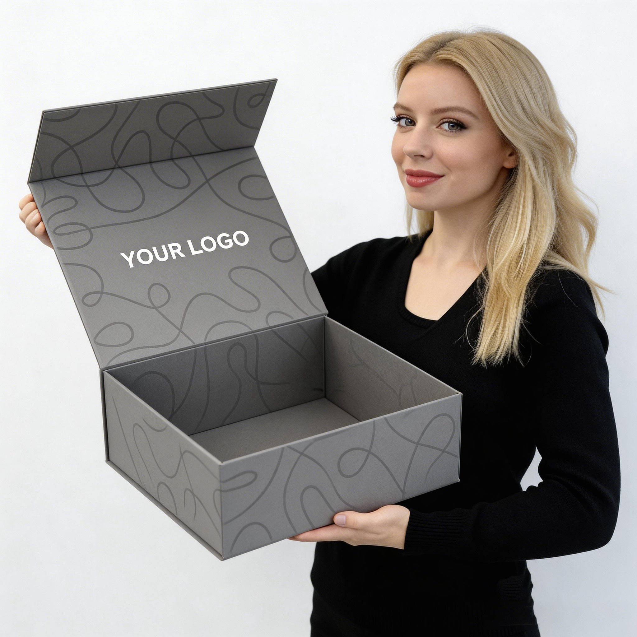Custom Brand Large Luxury Foldable T-Shirt Gift Box Magnetic Clothing Packaging Glossy Lamination Embossing Custom Rigid Boxes