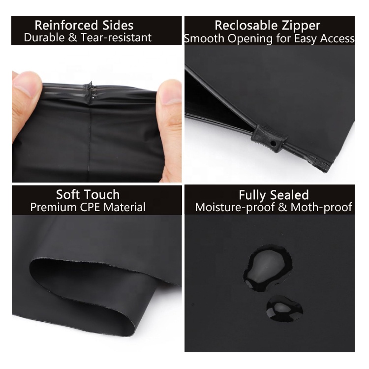 Recycled Matte Frosted Apparel Ziplock Shipping Clothing Packing Bag Plastic Bags Poly Ldpe Zipper Ziplock Bags With Slider