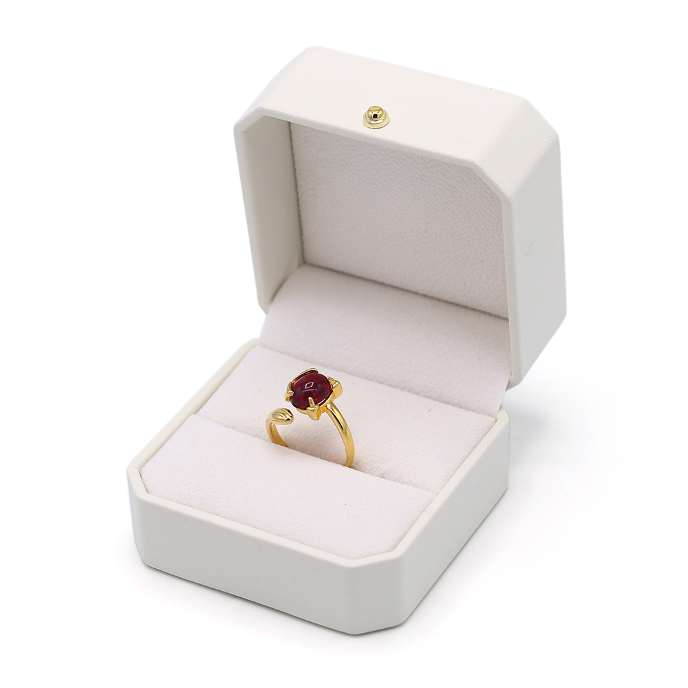 FADELI PACKING-Custom Logo Luxury White PU Leather Ring Box for Jewelry Customizable Luxury Packaging