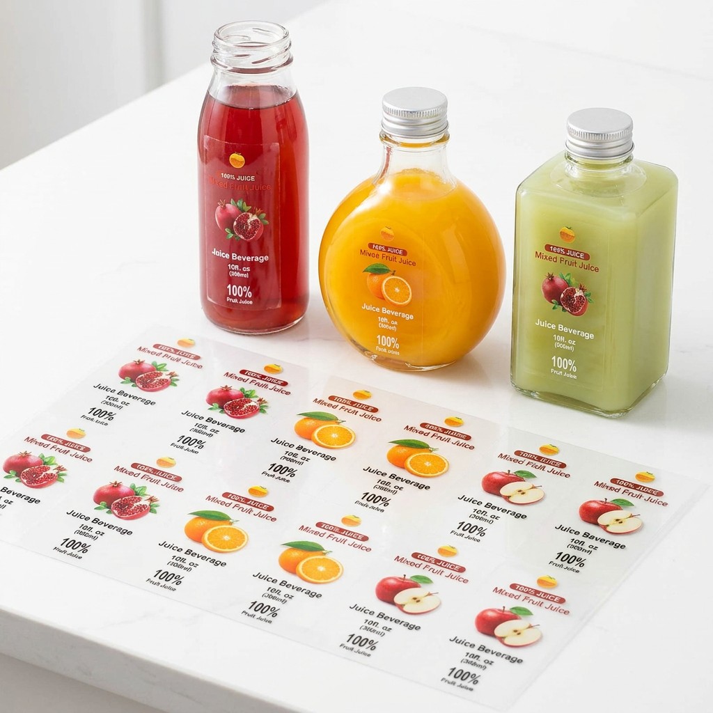Manufacturer Custom Bopp Printing Logo 12oz 32oz Beverage Mango Juice Bottle Packaging Sticker Empty Plastic Bottles With Labels