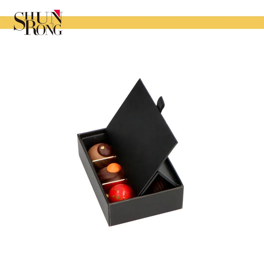 Luxury 6-Piece Chocolate Cardboard Gift Packaging - Black with Golden Paper Dividers