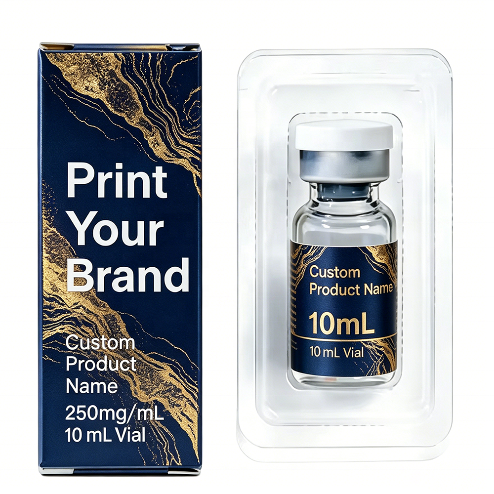 Custom Logo Waterproof Recycled Materials Medicine Packaging 3ml 10ml Hologram Label Peptide Box 1pack 2Vials Matt Lamination