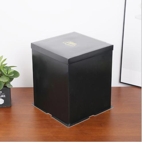 Wholesale Customized Printing Luxury Black Large Capacity Transparent Plastic Cardboard Holiday Birthday Baking Bread Tall Cake Shaped Clear Squar Packaging Box