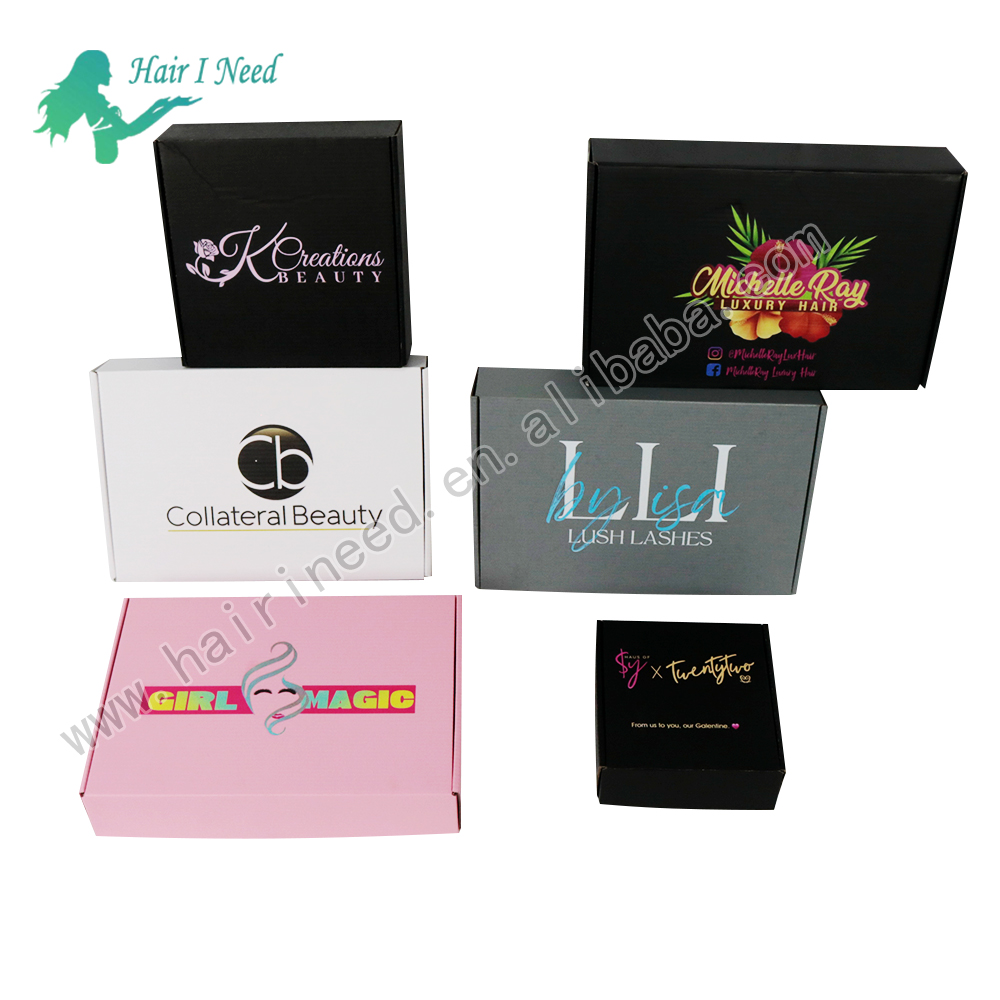 Folding Custom logo Printing Corrugated Shipping Boxes Mail Box for Human Hair Weave