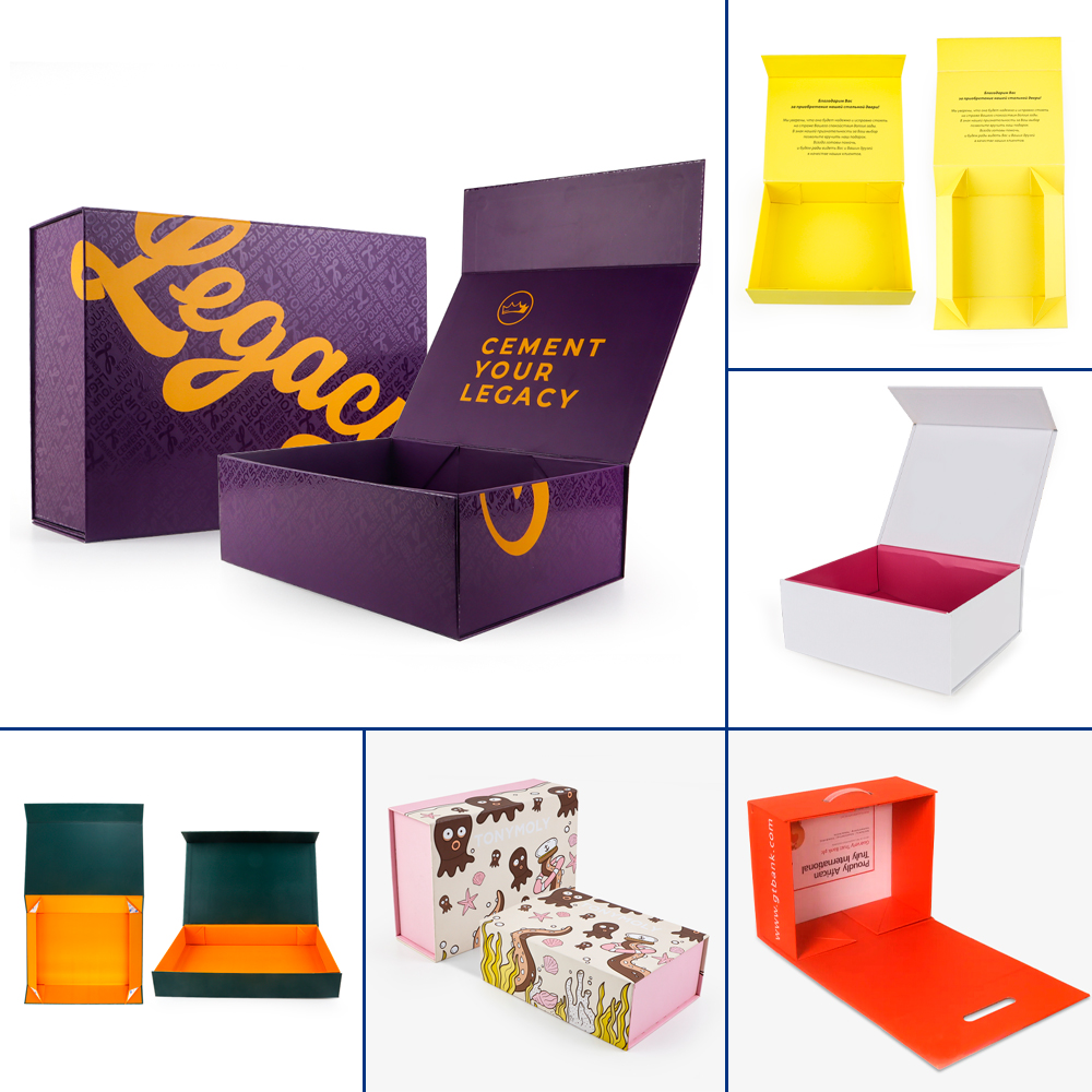 Premium Custom logo Luxury Large Matte Rigid Paper Cardboard Black Foldable Empty Magnetic Folding Closure Gift Box Packaging