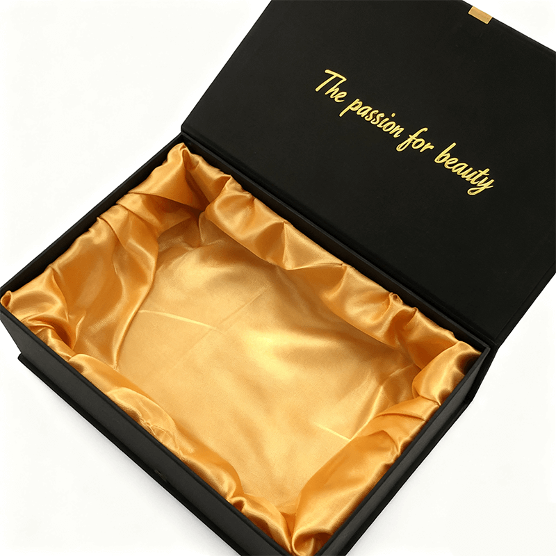 Custom Logo Luxury Black and White Gift Box Packaging Wig Hairbrush Extension Magnetic Gift Box with Satin Section Lining