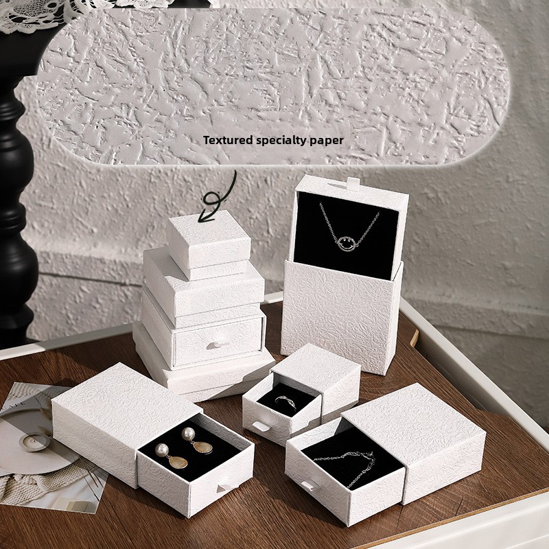 Custom Logo Luxury Textured Jewelry Watch Eyewear Glasses Packaging Set Wholesale Rigid Paper Drawer Box Bag Ring Necklace