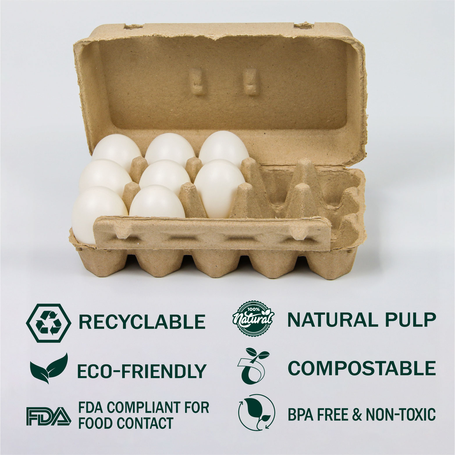 15-Hole Recyclable Biodegradable Pulp Egg Tray Paper Tray Biodegrad Packaging