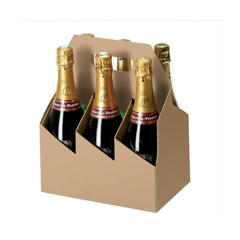 Custom Printed Kraft Paper Portable 350ml 4 Bottles Wine Holder Paper Packaging