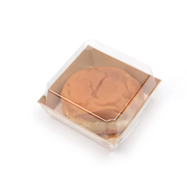 Biopoly Eco-Friendly Biodegradable Kraft Paper Disposable Takeaway Food Packaging with PET Lid for Sushi Dessert Cake
