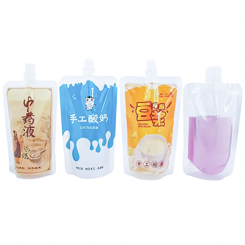 200ml/380ml/500ml Transparent Spout Pouch Juice Sachet Clear Coffee Drink Cocktail Pouches with Spout for Juice
