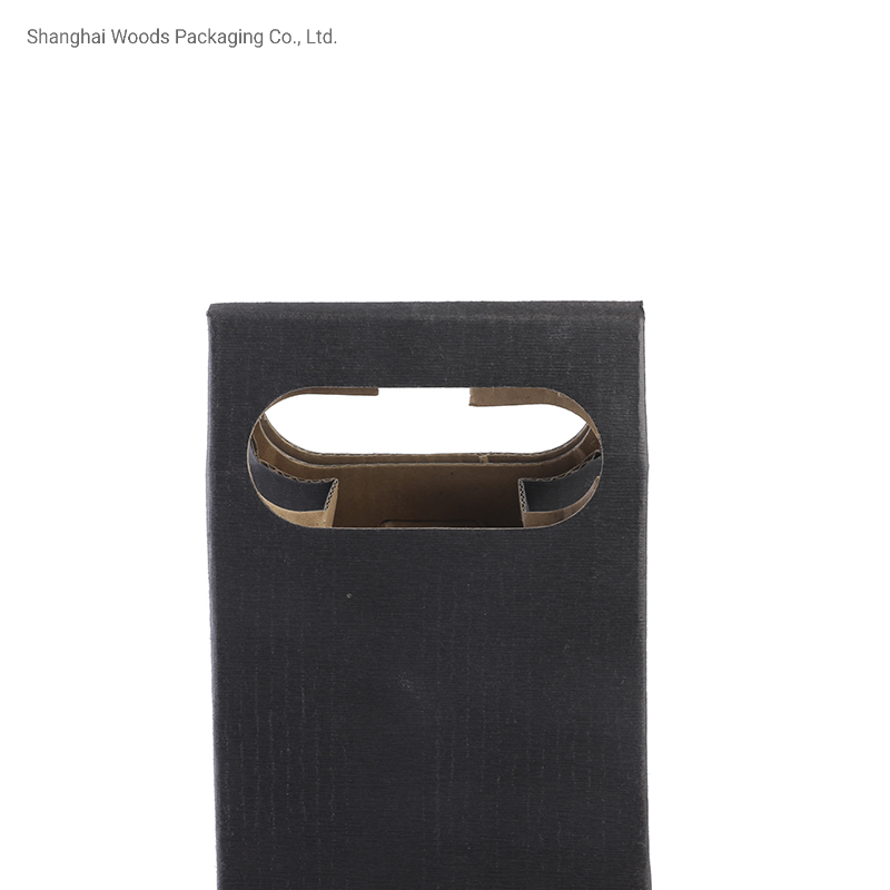 Recycled Cardboard Material One Bottle Carrier Packaging for Wine with Handle