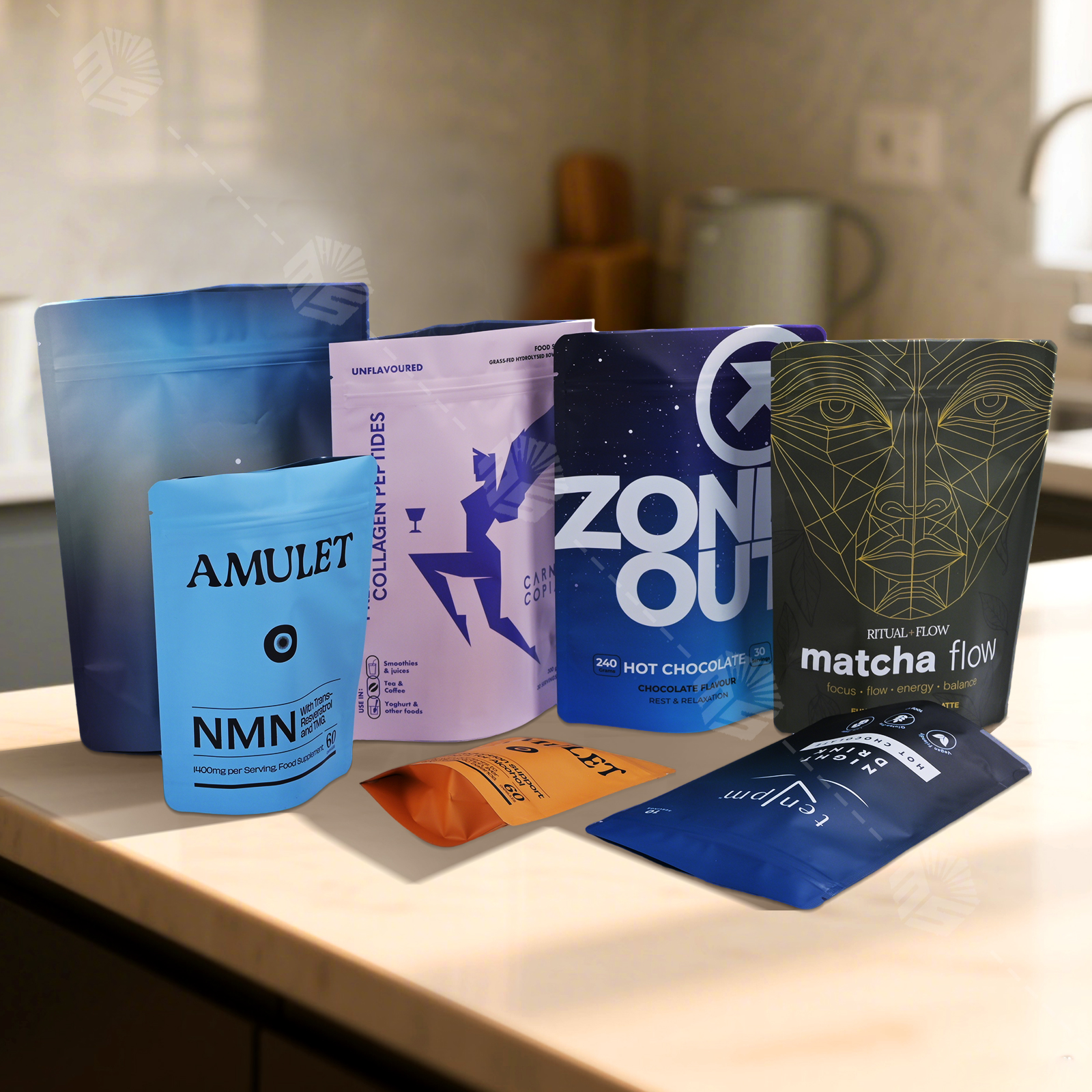 Customizable printing Eco-Friendly Waterproof and moisture-proof Biodegradable Food Grade Aluminum stand up pouch for flour salt