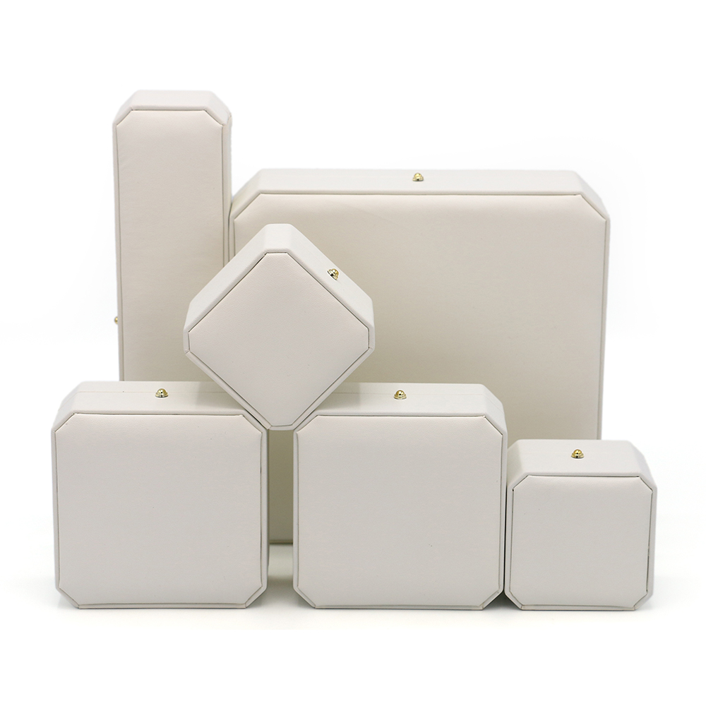 FADELI PACKING-Custom Logo Luxury White PU Leather Ring Box for Jewelry Customizable Luxury Packaging