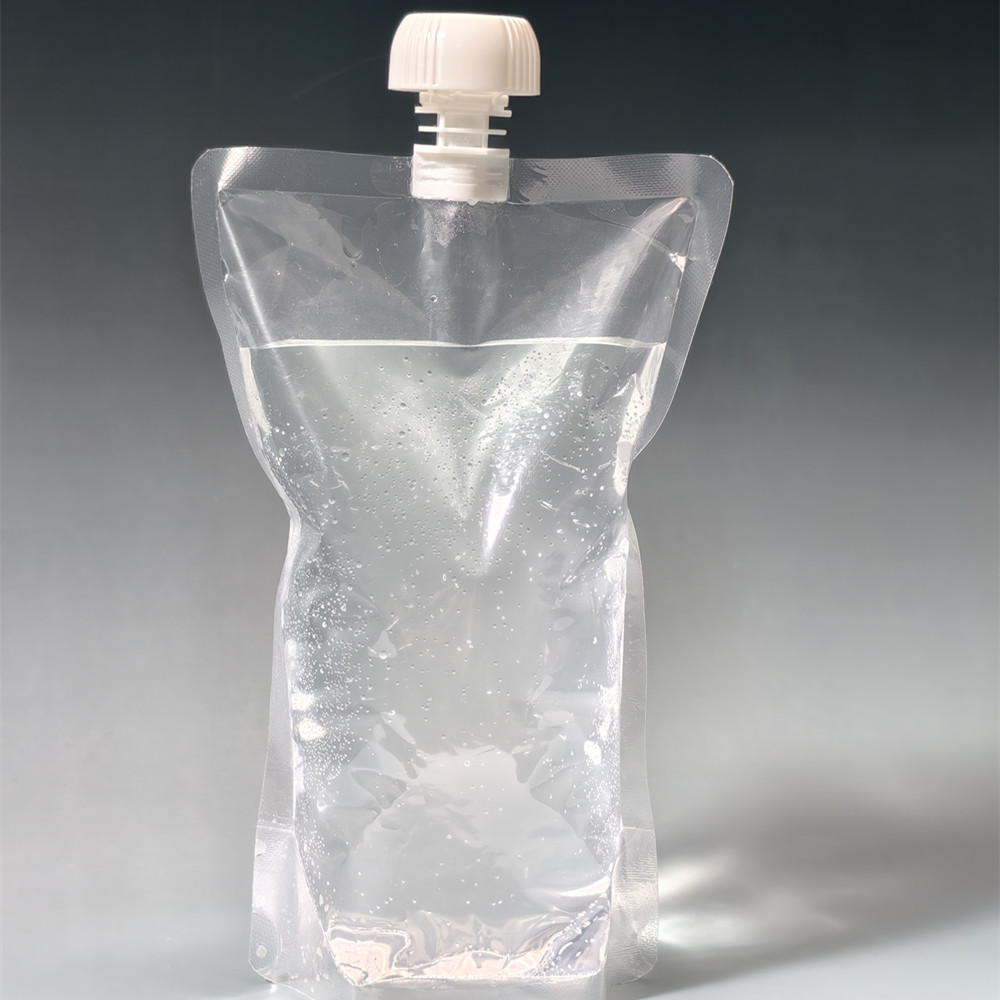 Durable Food Grade Self-Standing Clear PET Beverage Packaging Bag Spout Top for Juice Mineral Water Beer Custom Logo Gravure