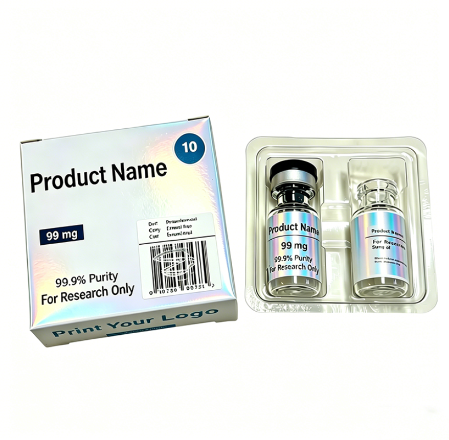 Custom Free Design Waterproof Eco-Friendly Medicine Packaging Pill 2ml/3ml/10ml Label Peptide Box 1pack 2Vials Paper Board